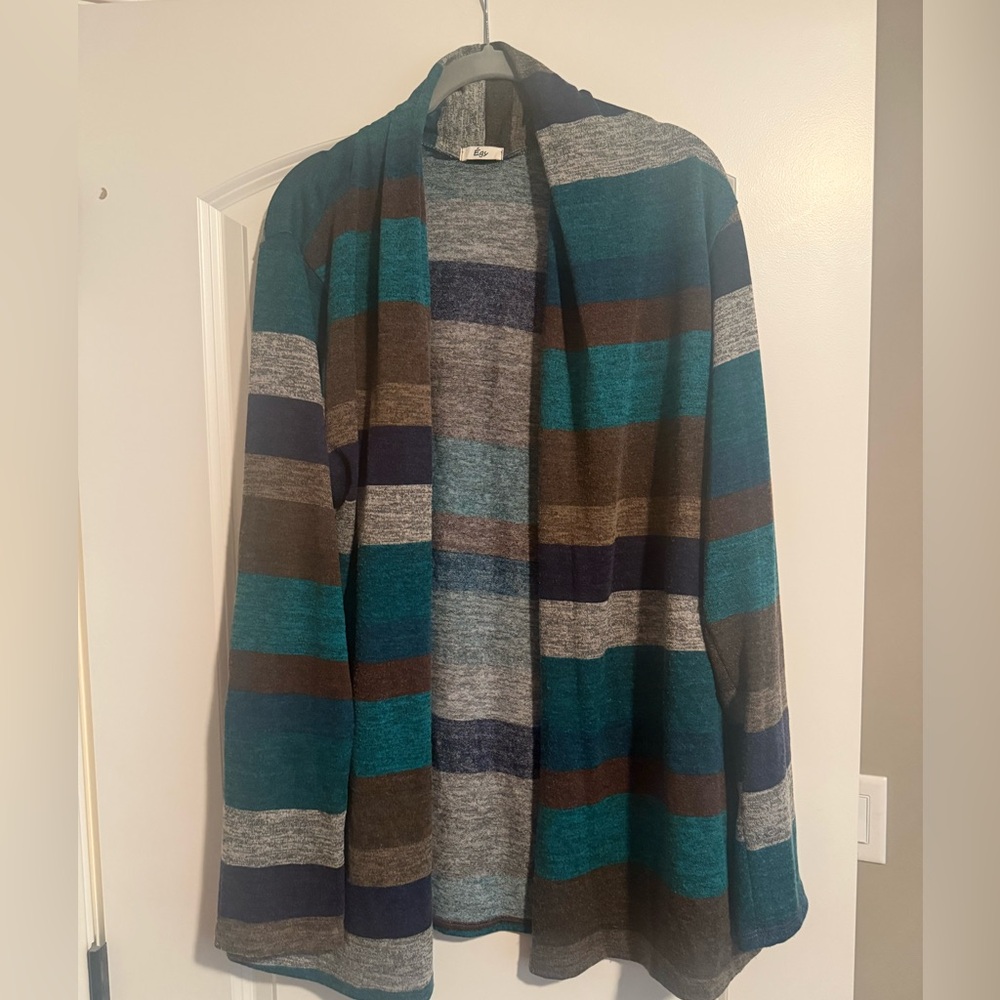 Striped Multicolor Open Cardigan